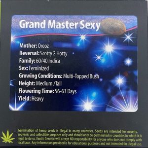 Exotic Genetix – Grand Master Sexy (Feminized)