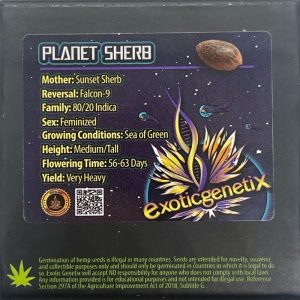 Exotic Genetix – Planet Sherb (Feminized)